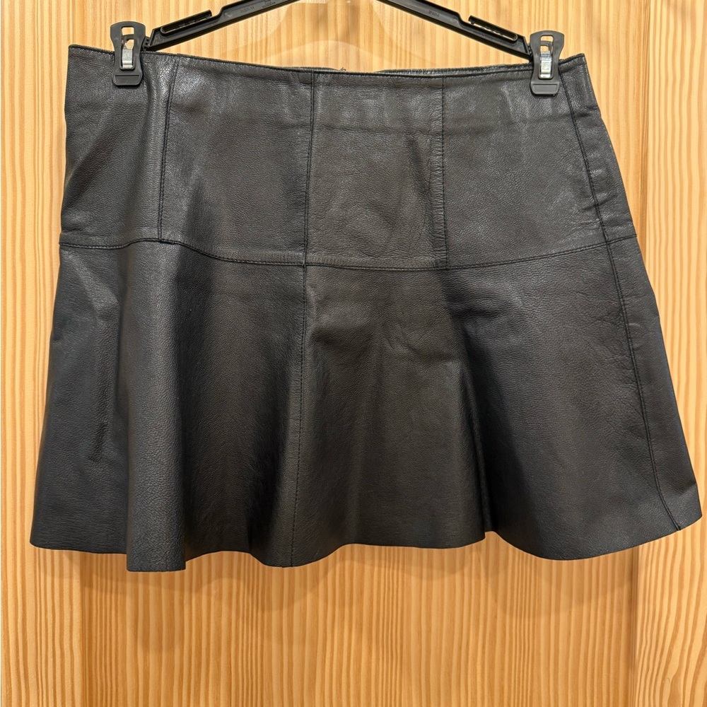NAF NAF Black Skater Leather Skirt